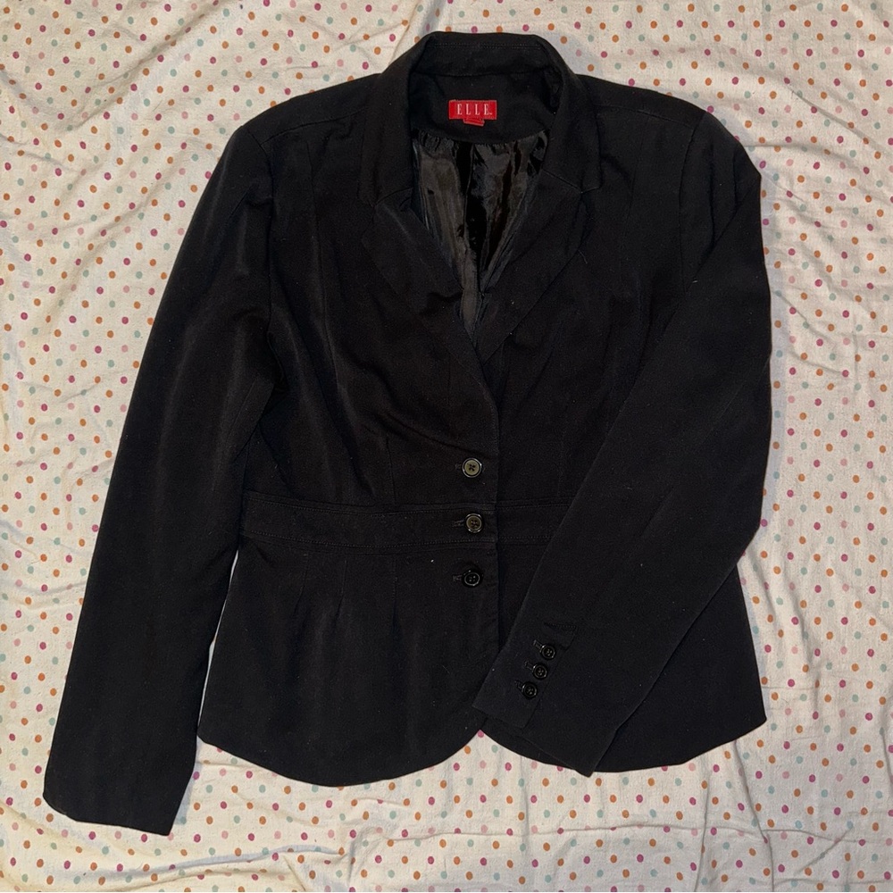Elle Black Tailored Blazer - Women’s Size 16 Long Sleeve Fitted Jacket